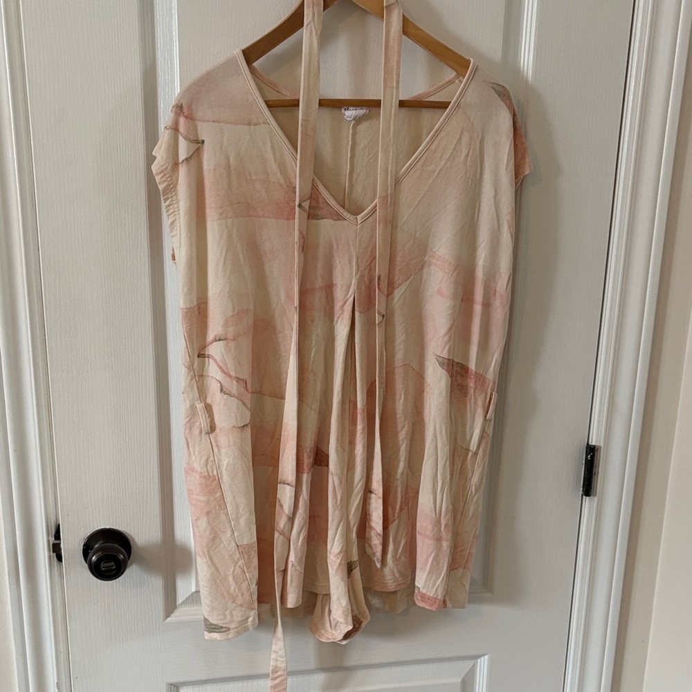 Elegant Cream and Pink Women's Pajama romper